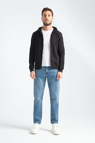 Shooter Sportwear Shooter Erkek Üç İplik Şardonsuz Fermuarlı Kapüşonlu Sweatshirt Siyah