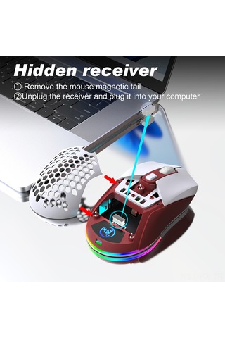 Kangvka Oyun Mouse'u: 2.4g+bt5.1 Çift Mod, 4800dpı Hassasiyet, Rgb Işık Modları, Hafif Kasa, Değiştirilebilir Arka Kapak, Siyah Diğer