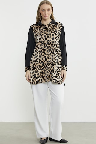 Leopar Detaylı Tunik Gömlek - Siyah Siyah