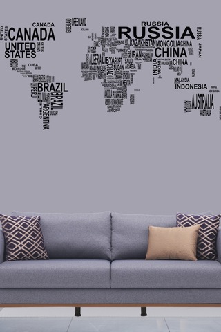Dünya Haritası Ülke Adları  Duvar Sticker Dünya Ülkeleri Atlas Dekoratif Duvar Sticker
