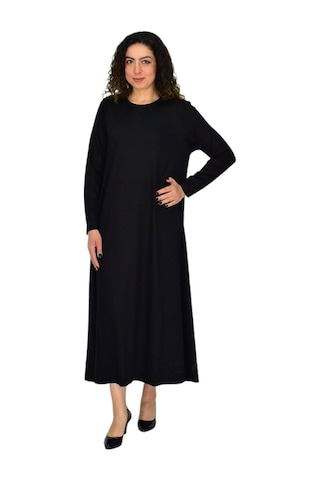 Kadın Siyah Uzun Kol Likralı Viskon Elbise Bgl-st04677 siyah