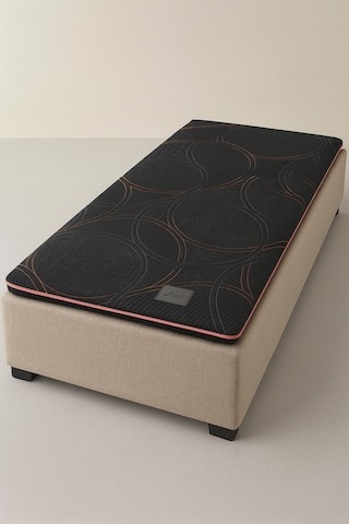 Dark Trend Sleep Yıkanabilir Kılıf Orta Sert Sünger Yatak Pedi & Şiltesi Topper 5 Cm Turuncu Şeritli Siyah