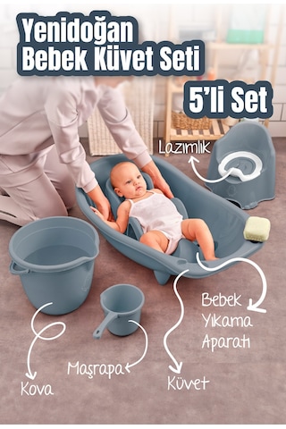 Vienev 5Li Set Yenidoğan Küvet Seti Mavi