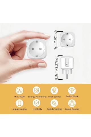 Motion003 Beyaz Wifi Tuya Akilli Fies Smart Life Uyumlu 16a Ses Kontrollu Akilli Priz Alexa Uyu