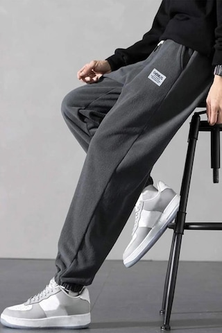 Genius Store Erkek Polar Kumaş Oversize Erkek Eşofman Altı Füme