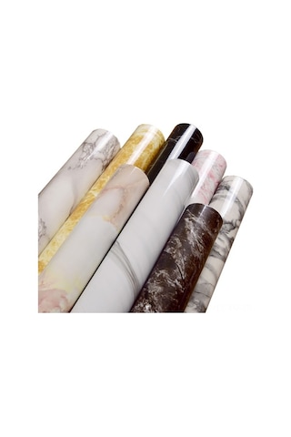 Opulentliving Mermer Desenli Pvc Yapışkan Duvar Kağıdı - Mutfak, Banyo, Mobilya Yenileme İçin 5m Rulo