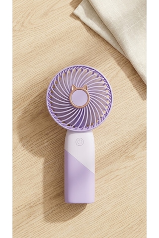 Mini El Fanı Mor Gold Detaylı Kompakt Tasarımlı, Usb Şarjlı Güçlü Taşınabilir Vantilatör Fan-pl117m