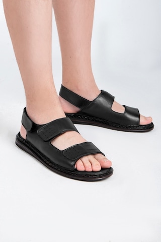 Luas Hakiki Deri Erkek Sandalet, Hakiki Deri Sandalet, Ortopedik Taban Sandalet