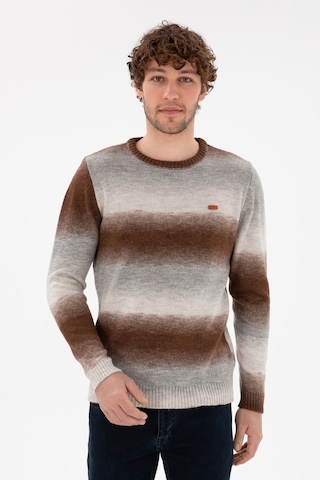 U.S. Polo Assn. Erkek Slim Fit Bisiklet Yaka Gri Melanj Kazak 50297082-VR086