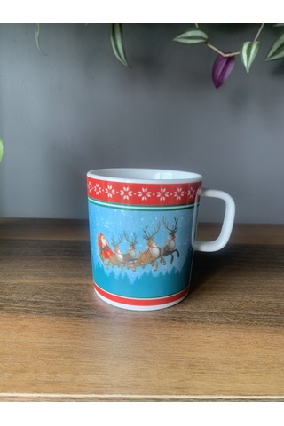 Yeni Yıl-noel Baba Geyik Model Tekli Kupa Çok Renkli