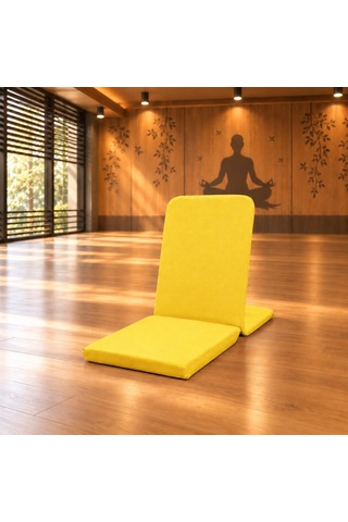 Meditasyon Sandalyesi Backjack Destekli Yer Minderi Su Ve Leke Tutmaz Duck Kumaş Sarı