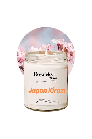 Doğal Özel Seri Kokulu Dekoratif Kavanoz Mum 210 Cc - Japon Kirazı Esansı - Ryl Çok Renkli