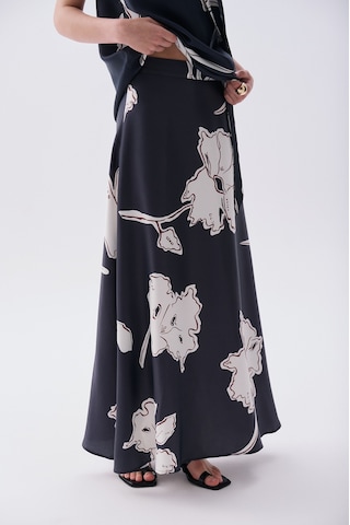 Mudo Kadın Kadın Lacivert Floral Desenli A Form Midi Etek 1267427