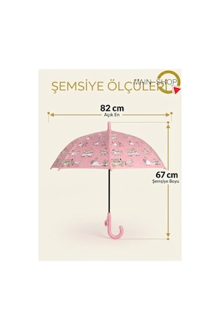 Mainshop Yağmurda Renk Değiştiren Sihirli Desenli Çocuk Şemsiyesi - Okul Şemsiyesi Msşms Çok Renkli