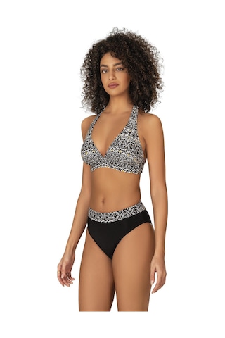Endeep Kadın Desenli Boyundan Bağlamalı Bikini Takımı-siyah