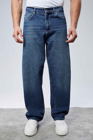 Cedy Denim Cedy Denım Yüksek Kalite Erkek Yüksek Bel Baggy Skater Jean Koyu Mavi