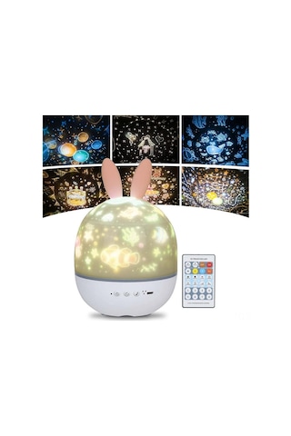 Ximistore9 Çocuklar İçin Ayak Işığı Yıldız Gökyüzü Projektörü - 360 Döner Müzik + Zamanlayıcı + Uzaktan Kumanda + 6 Renk Led