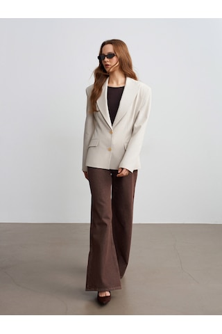 Dilvin 60787 Altın Düğmeli Blazer-taş Taş
