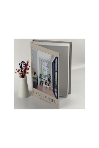 Bak Gel Al Kitap Görünümlü Dekoratif Kutu, Iskandinav Tarzı Kitap Şeklinde Saklama Kutusu, Ev Dekorasyonu, Modern Ev Dekorasyonu- Live Beautiful - Dvdktpkt008