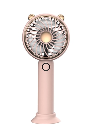 Skycity Mini El Fani Ve Masaüstü Fanı, 3 Hızlı Usb Şarjlı, 500mah Pil, Portatif, Sessiz, Ayı Kulaklı, Pembe