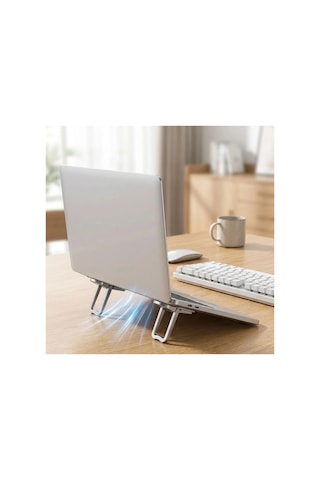 1 Çift Yapışkanlı Katlanabilir Laptop Standı Mini Notebook Yükseltici, Taşınabilir Kaymaz Laptop A Çok Renkli