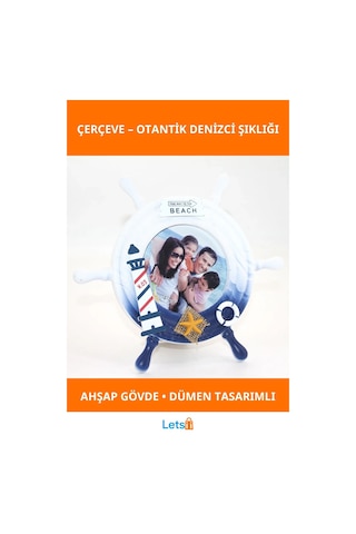 Ahşap Deniz Temalı Marin Dümenli Çerçeve
