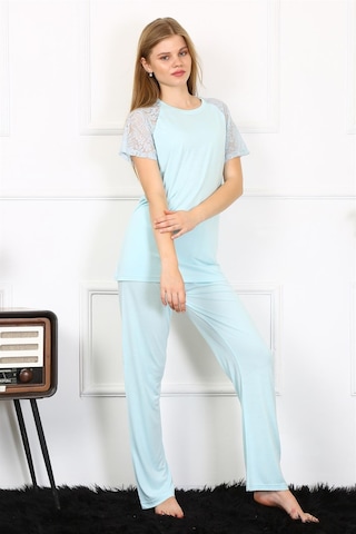 Akbeniz Kadın Kolu Dantelli Penye Pijama Takım 4151 - S Su Yeşili