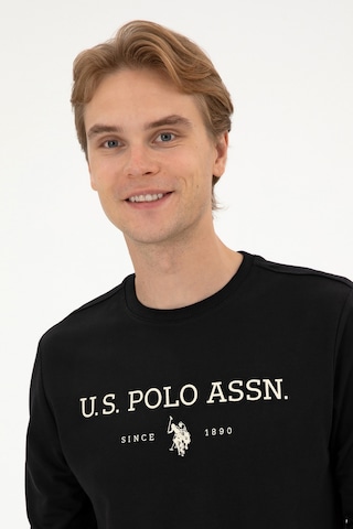 U.S. Polo Assn. Erkek Regular Fit Bisiklet Yaka Siyah İnce Basic Sweatshirt 50313743-VR046