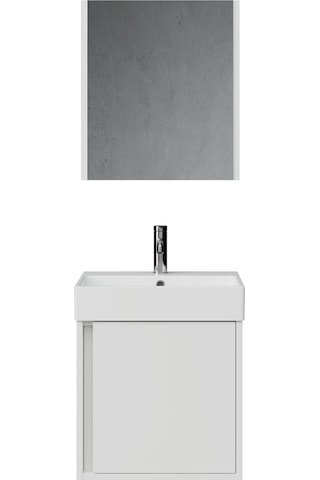 Vasa Kapaklı 50 Cm Beyaz Lavabo Dolabı İkili Set
