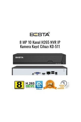 8 Mp 10 Kanal H265 Nvr Ip Kamera Kayıt Cihazı Kd-511