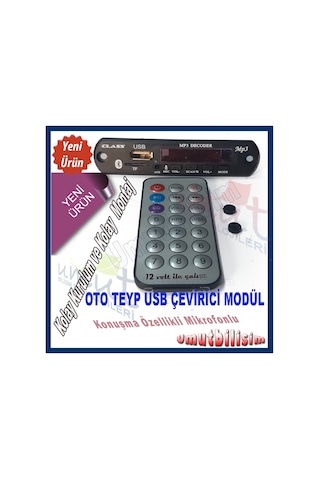 Araç Oto Teyp Mikrofonlu Bluetoothlu Usb Sd Aux Mp3 Çevirici