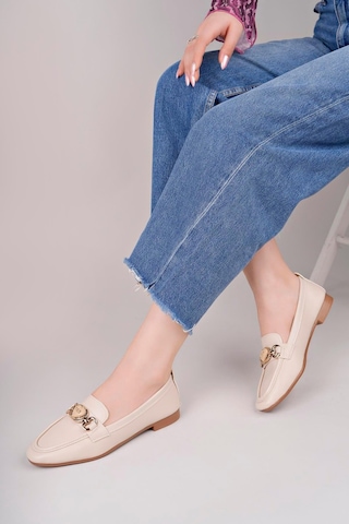 Aymood Kadın Loafer Makosen Casual Tokalı Günlük Ayakkabı Şık Ve Rahat C Nude Cilt Bej