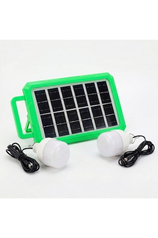 2 Ampullü Solar Panelli Powerbank Özellikli Kamp Işığı Seti Güneş Enerjili Led Kamp Aydınlatma Sistemi, Ta