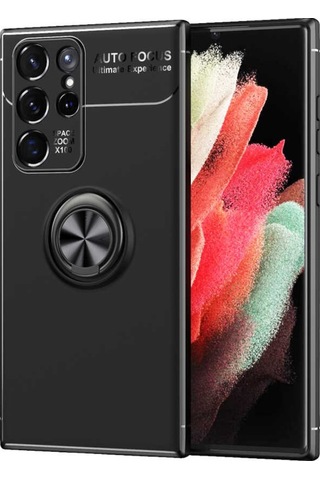 Galaxy S22 Ultra Kılıf Zore Ravel Yüzüklü Silikon Kılıf