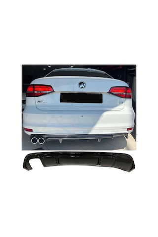 Vw Jetta Mk6 R Difüzör Sol Çift Çıkış Parlak Siyah Difizör 2015 2016 2017 2018 Arka+bodykit+ek