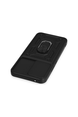 Samsung Samsung Uyumlu Galaxy A34 5g Kılıf Pars Lens Yüzüklü Silikon - Siyah