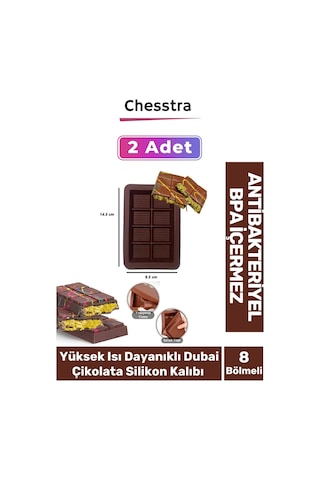 8 Bölme Bpa İçermez Esnek Dayanıklı Yüksek Isı Dayanıklı Dubai Çikolata Silikon Kalıbı Kabı 2 Adet Çok Renkli