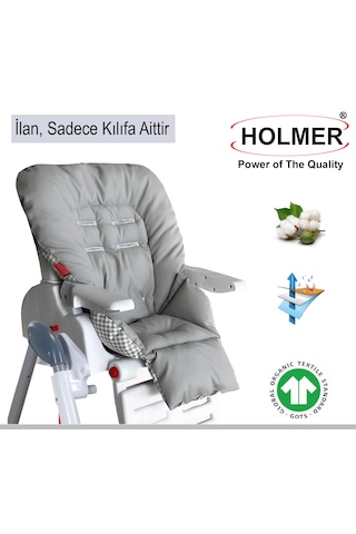 Holmer Leke Tutmaz Organik Mama Sandalyesi Minderi & Kılıfı Max-t Antrasit Gri