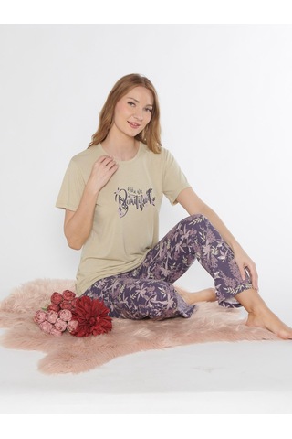 Kısa Kol Viskon Pijama Takımı Yazlık Viskon Dowry 08-129 Açık Yeşil