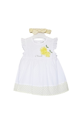 S-Mall Caramell Bebek Elbisesi - Bandanalı - Elb6456 - Lemon - Beyaz