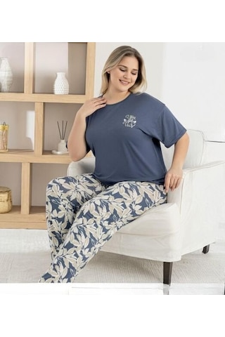 Pijamoni Kadın Ring Viskon Bisiklet Yaka Kısa Kol İnce Pijama Takımı 1445/9 - 1 Adet Füme