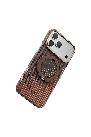 Apple iPhone Uyumlu  17 Pro Max Kılıf Raptic 2in1 Bundle Kit Aramid Skin Serenity Serisi Stand Ve Kapak Kahverengi