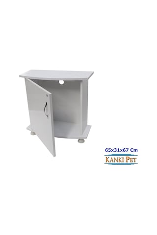Kanki Pet Mdf Bombeli Akvaryum Sehpa Beyaz 65 x 31 x 67 CM