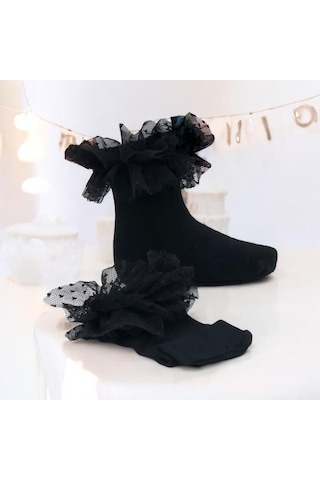Batu Kız Bebek Ve Çocuk Dizaltı Tütü Çorap Siyah Batu Kız Bebek Ve Çocuk Dizaltı Tütü Çorap Siyah