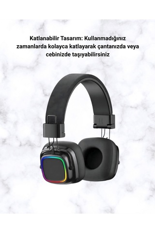Rgb Işıklı Katlanabilir Bluetooth 5.3 Kulak Üstü Kulaklık -