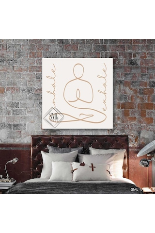 Inhale Exhale Yoga Minimal Kare Kanvas Tablo 60 X 60 Cm