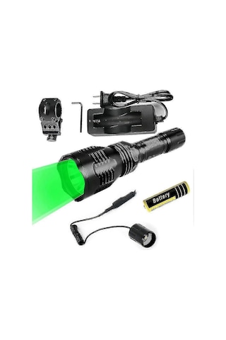 Yeşil Işık Süper Güçlü 2000 Lümen Taktik El Feneri Uzaktan Şarj Edilebilir Su Geçirmez Avcılık El Feneri Kamp, Dağcılık, Yürüyüş F26 Diğer