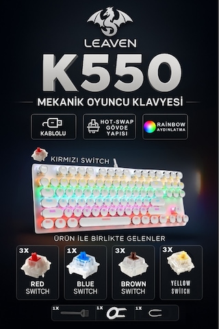 87 Tuşlu Daktilo Tarzı Blue Switch Mekanik Klavye