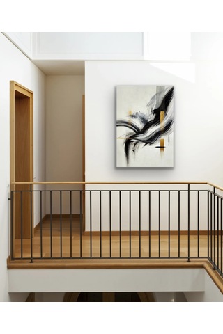 Siyah Gold Soyut Kanvas Tablo 70x100cm Çok Renkli