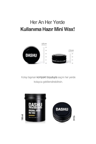 Ultra Güçlü, Mat Bitişli, Kalıntı Bırakmayan, Besleyici Dashu For Men Original Super Mat Wax 15ml